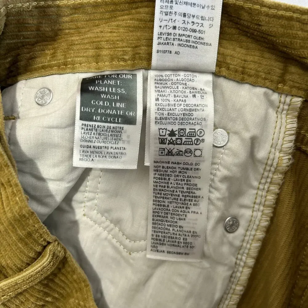 Levi's Low Pro Corduroy Straight Leg Pants NWT Men's Sz 29x30 Green Brown